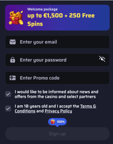 Registration at Bdmbet casino